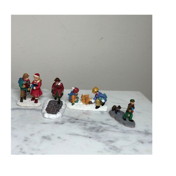 Vintage Christmas Village School Kids Figurine Set - Victorian Holiday Decor - Picture 1 of 2